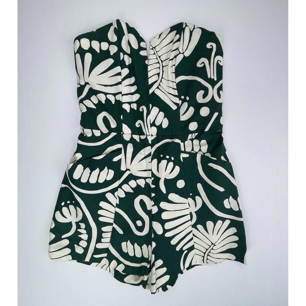 H&M Green and White Strapless Jumpsuit